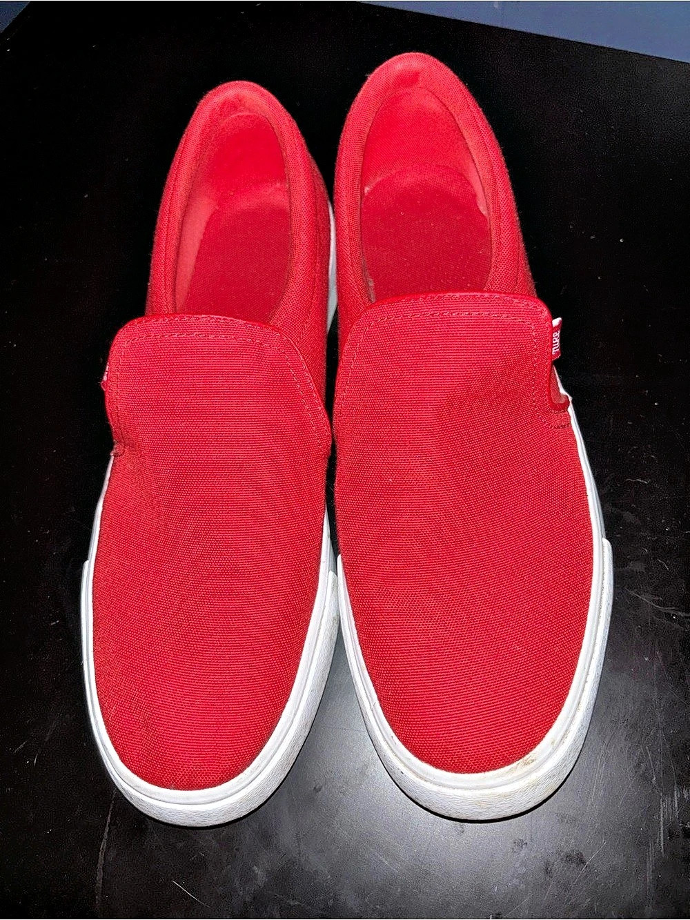 Nike SB Portmore II Solarsoft Slip-On Canvas Sneakers Red & White